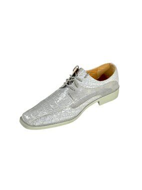 After Midnight 6442 Men's Grey Croc Print Lace Up Dress Shoes